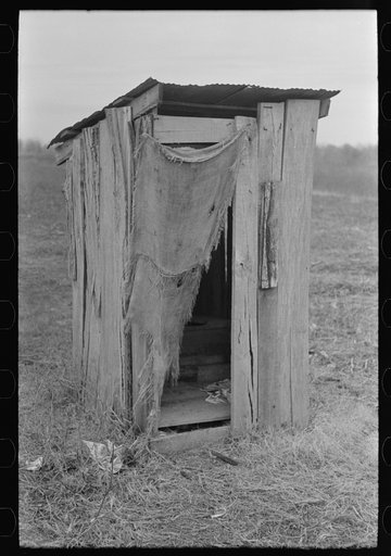 Privy of sharecropper's farmstead near Pace, Mississippi. Background photo for Sunflower Plantation
