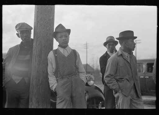 Untitled photo, possibly related to: Negroes waiting for church to open, Mound Bayou, Mississippi