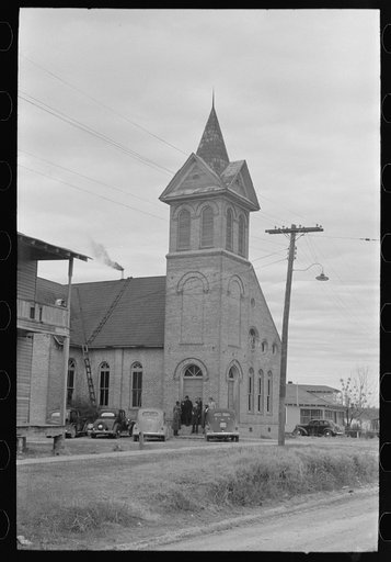 Negroes waiting for church to open, Mound Bayou, Mississippi