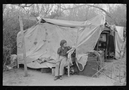 Tent home of migrants near Harlingen, Texas