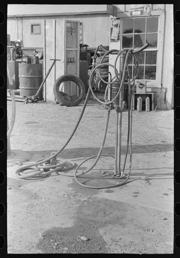Air and water connections at garage, Mercedes, Texas