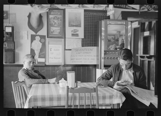 Untitled photo, possibly related to: Boys sitting at table in restaurant, Raymondville, Texas