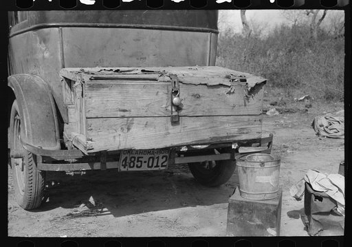 Rear of car with grub wagon attached near Harlingen, Texas