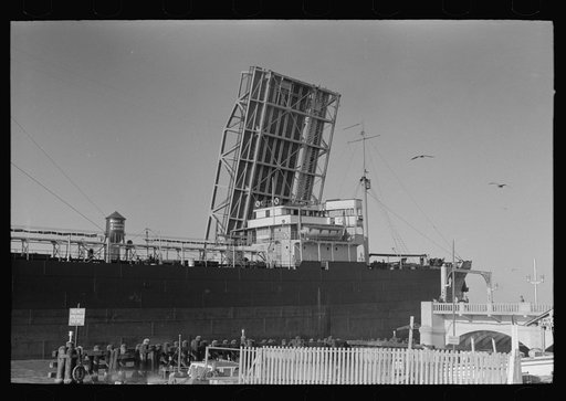 Untitled photo, possibly related to: Ship going through drawbridge entering port of Corpus Christi, Texas