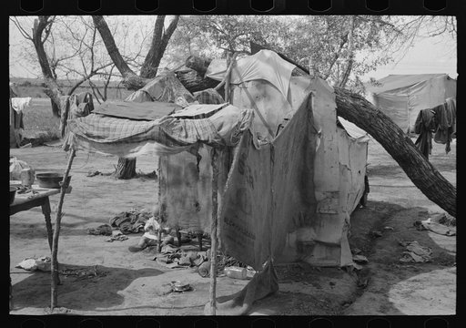 Tent camp of migrants north of Harlingen, Texas