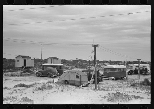 Untitled photo, possibly related to: Trailer camp at Port Aransas, Texas. This is a fishing and summer resort