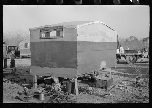 Trailer of migrant family, Edinburg, Texas