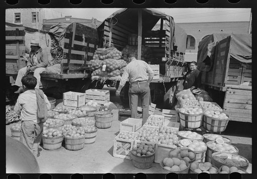 Untitled photo, possibly related to: Citrus fruit displayed in fruit and vegetable market, San Antonio, Texas