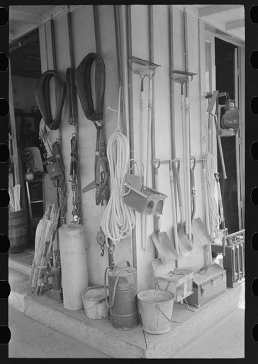 Display of gardening tools, San Antonio, Texas