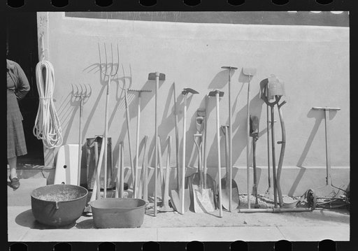 Display of gardening tools, San Antonio, Texas