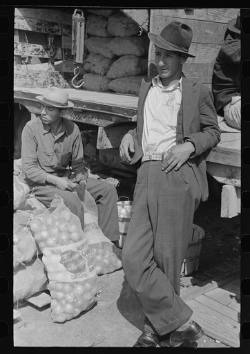 Vegetable peddlers in open air market, San Antonio, Texas