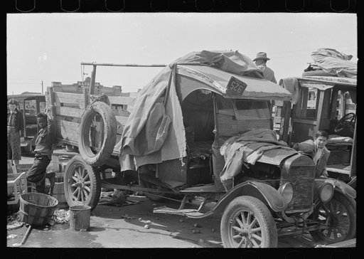 Produce peddler's truck in market at San Antonio, Texas