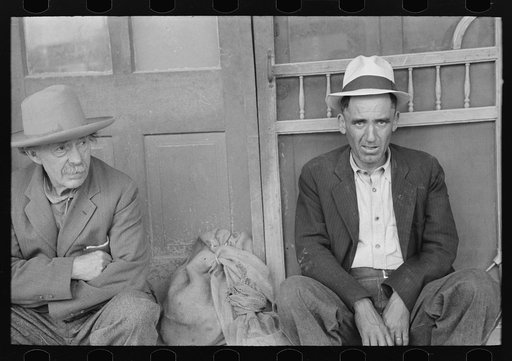 Untitled photo, possibly related to: Men waiting in line for relief commodities, San Antonio, Texas