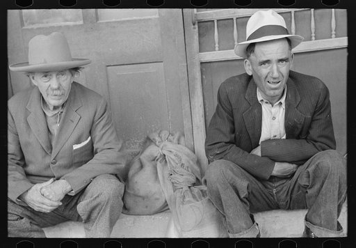 Men waiting in line for relief commodities, San Antonio, Texas