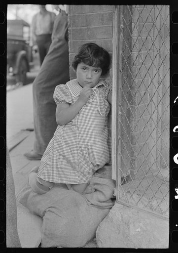 Untitled photo, possibly related to: Young Mexican girl who was playing around relief line in San Antonio, Texas