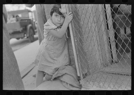 Untitled photo, possibly related to: Young Mexican girl who was playing around relief line in San Antonio, Texas