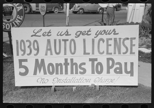Auto license in Texas can be bought on the installment plan, San Antonio, Texas