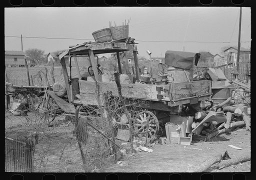 Backyard of Mexican family with old truck, Mexican district, San Antonio, Texas