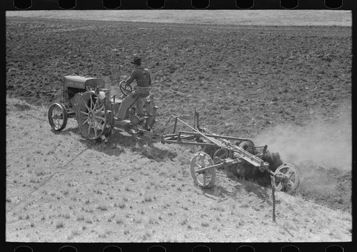 Untitled photo, possibly related to: Breaking virgin soil with tractor and plow, El Indio, Texas