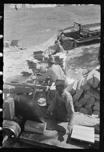 Untitled photo, possibly related to: Sawing shingles by means of circular saw, Jefferson, Texas