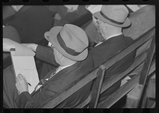 Two buyers at strawberry auction, Hammond, Louisiana