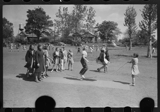 Untitled photo, possibly related to: Schoolchildren jumping rope, San Augustine, Texas