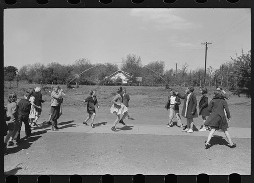 Schoolchildren jumping rope, San Augustine, Texas