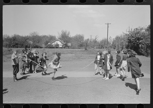 Untitled photo, possibly related to: Schoolchildren jumping rope, San Augustine, Texas