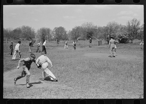 Baseball game at recess, San Augustine grade school, San Augustine, Texas