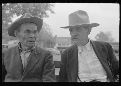 Old timers in front of courthouse, San Augustine, Texas