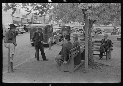 Group of men on the courthouse square, San Augustine, Texas
