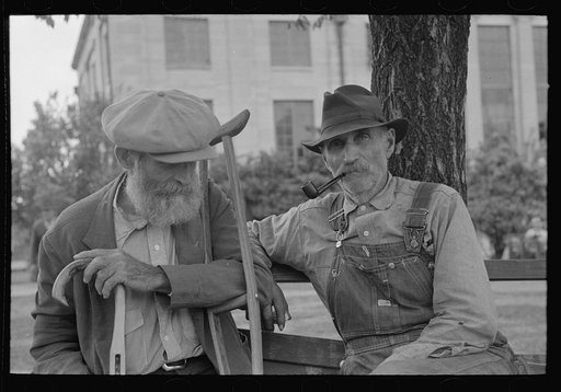 Old timers in front of courthouse, San Augustine, Texas
