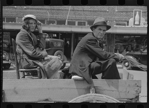 Untitled photo, possibly related to: Farmer and daughter in wagon, Saturday afternoon, San Augustine, Texas