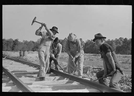 Railroad gang, Southern Paper Mill construction crew, Lufkin, Texas