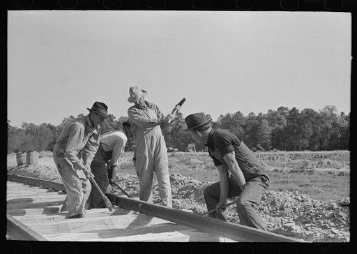 Untitled photo, possibly related to: Railroad gang, Southern Paper Mill construction crew, Lufkin, Texas