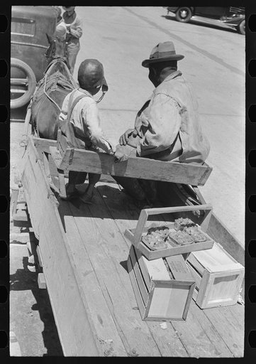 Negro strawberry grower at loading stations, Hammond, Louisiana. Many growers in this section bring in a few crates of berries at a time