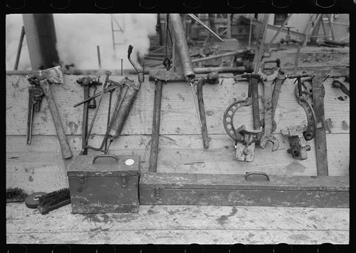 Tools and equipment of oil field worker, Kilgore, Texas