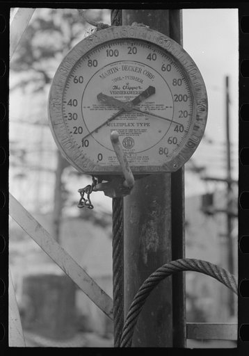 Indicator of drilling operations, oil well, Kilgore, Texas