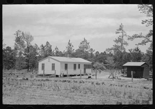 House and shed of FSA (Farm Security Administration )client, Sabine Farms, Marshall, Texas