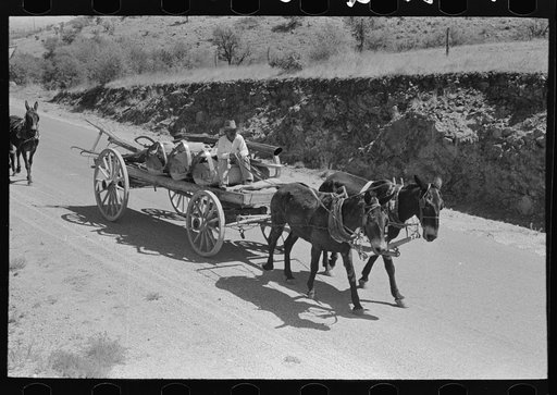 Tanking equipment wagon on the highway near Marfa, Texas