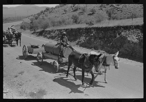 Tank wagon of cattle ranch on the highway near Marfa, Texas