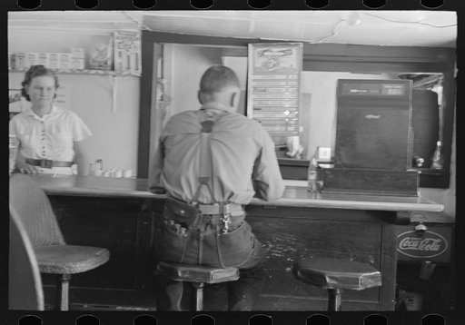 Untitled photo, possibly related to: Man in hamburger stand, Alpine, Texas