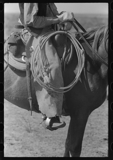 Regalia and equipment of the cowboy. Cattle ranch near Spur, Texas