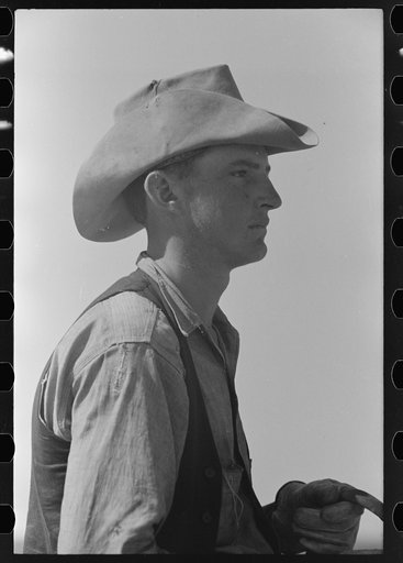 Untitled photo, possibly related to: Cowboy on cattle ranch near Spur, Texas