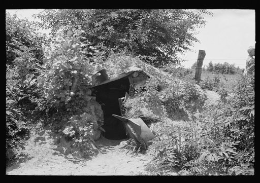 Storm cellar of agricultural day laborer near Webber Falls, Muskogee County, Oklahoma