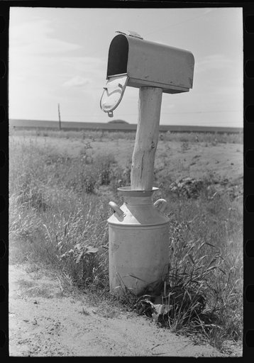 Mail box set up in milk can near Hydro, Oklahoma
