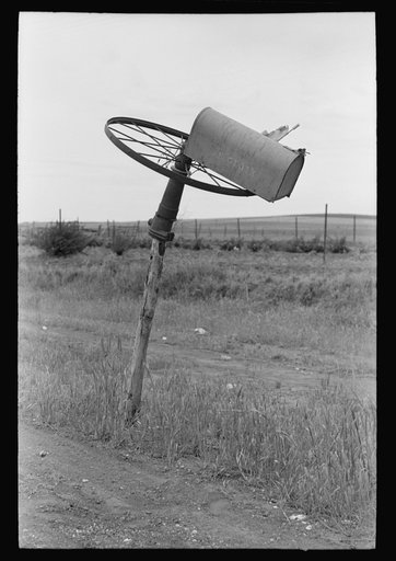 Mail box of Oklahoma tenant farmer near Hydro, Oklahoma