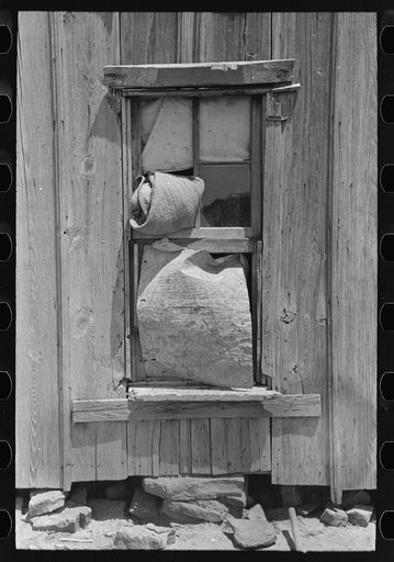 Detail of construction of window in white farmer's house, McIntosh County, Oklahoma