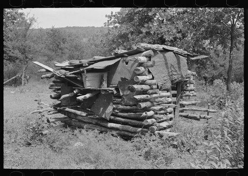 Shed of white tenant farmer, McIntosh County, Oklahoma