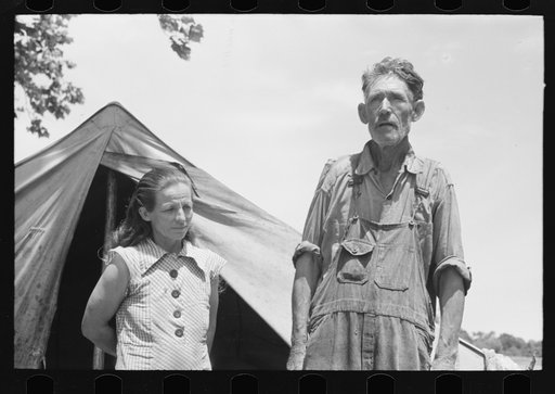 Veteran migrant worker and his wife camped in Wagoner County, Oklahoma